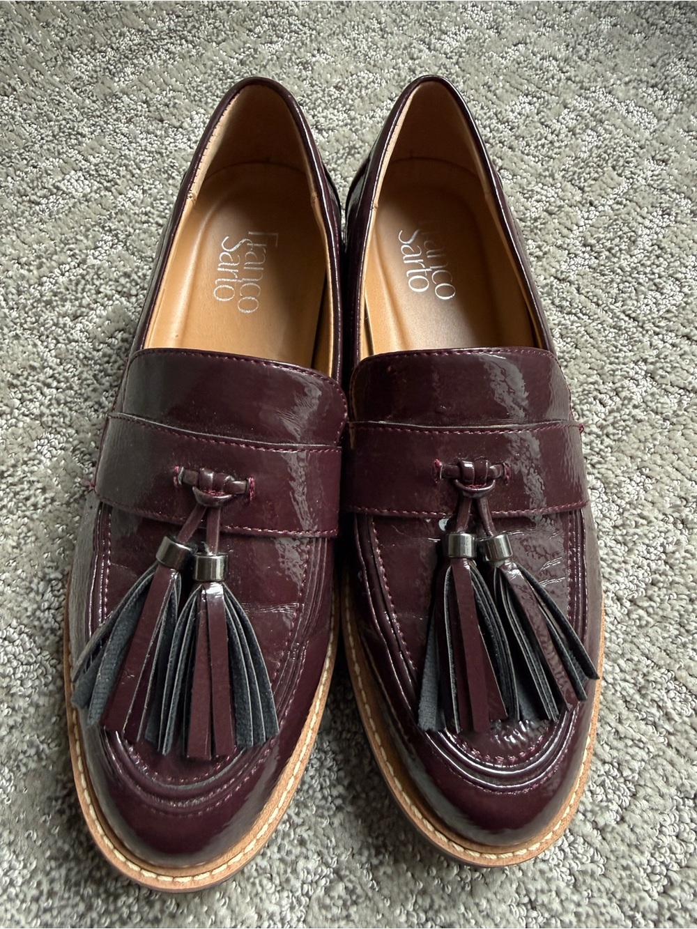 Franco Sarto Women’s Wine Patent Tassel Loafers
